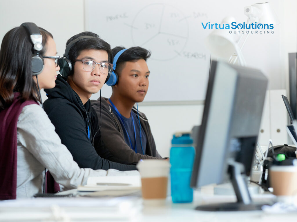 Team working at computers